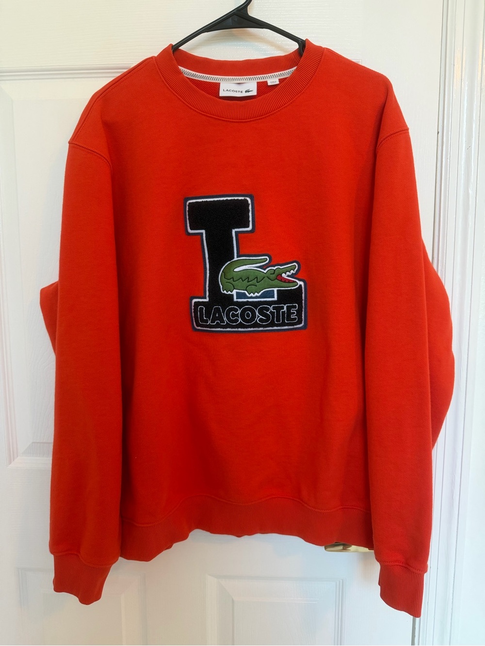 Lacoste Orange-Red Crewneck with Croc Patch - Picture 2 of 7